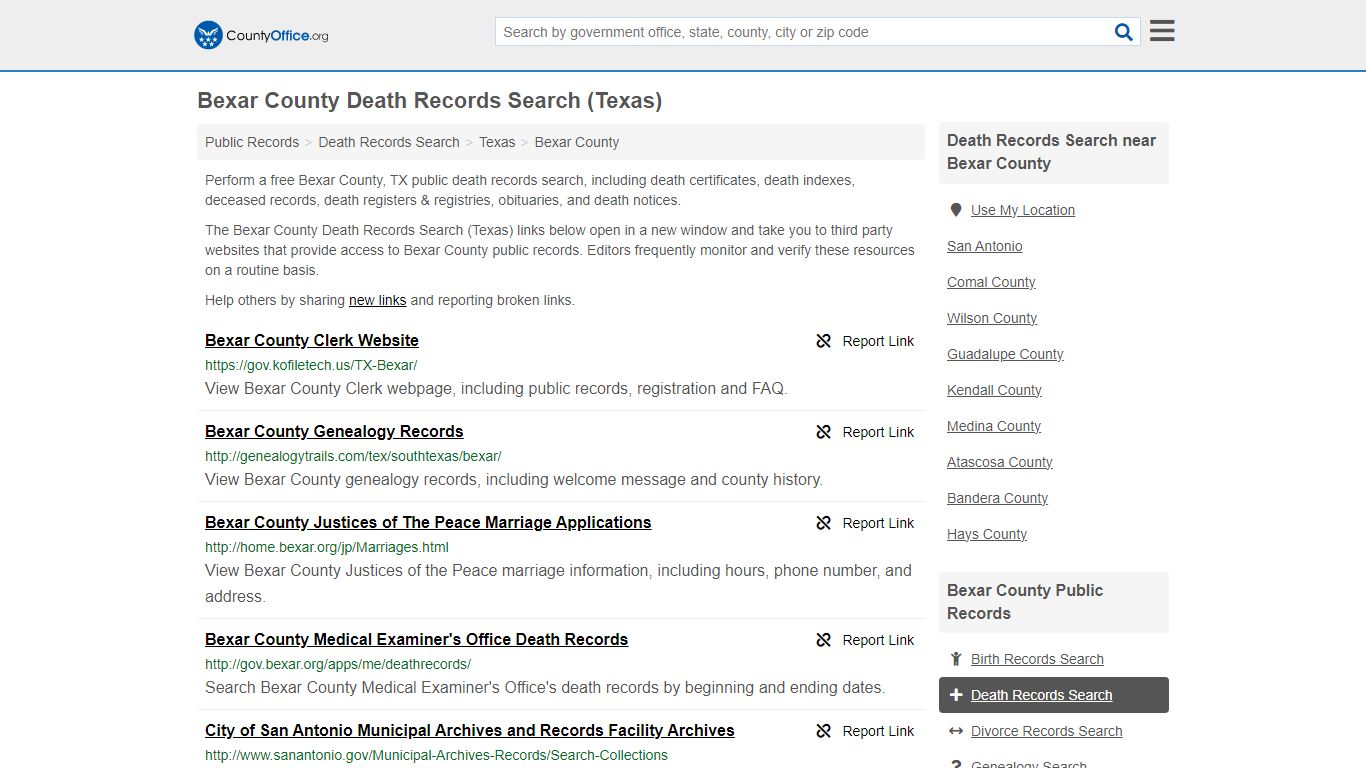 Bexar County Death Records Search (Texas) - County Office